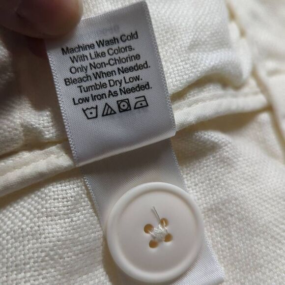 COLDWATER Creek Woman size PM 100% Linen Cream 3/4 sleeve jacket Double Button - Picture 9 of 10